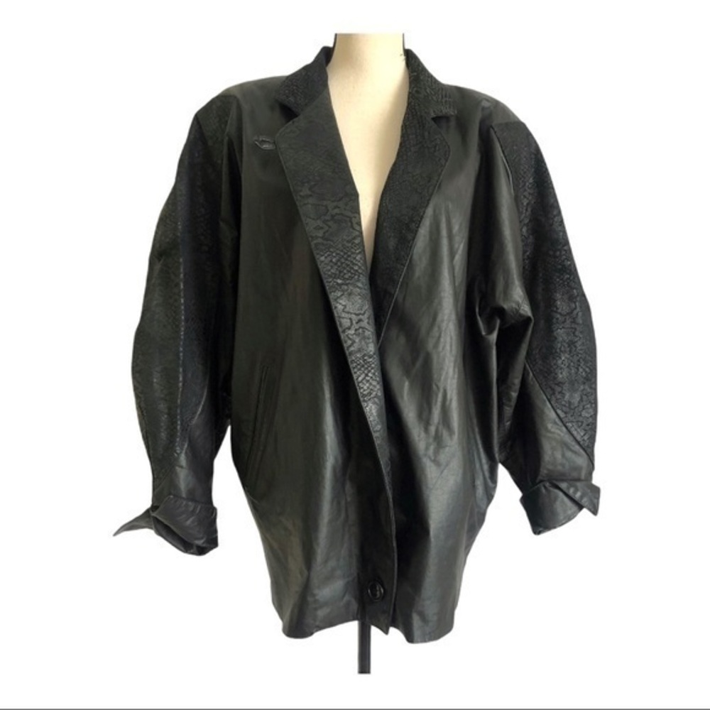 Vintage 80's Evan Arpelli Oversize Gothic Funky Leather Jacket Size M